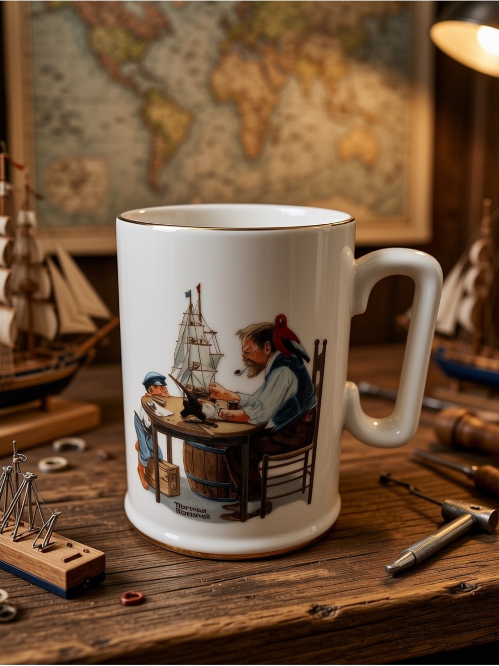 VTG Norman Rockwell Porcelain Mug Nautical Seafarers Collection “For a Good Boy”